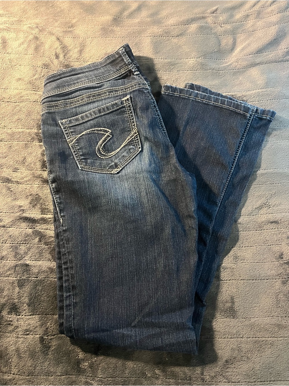 Silver Jeans Dark Blue Bootcut Jeans with Contrast Stitching
